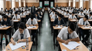 Students giving exam