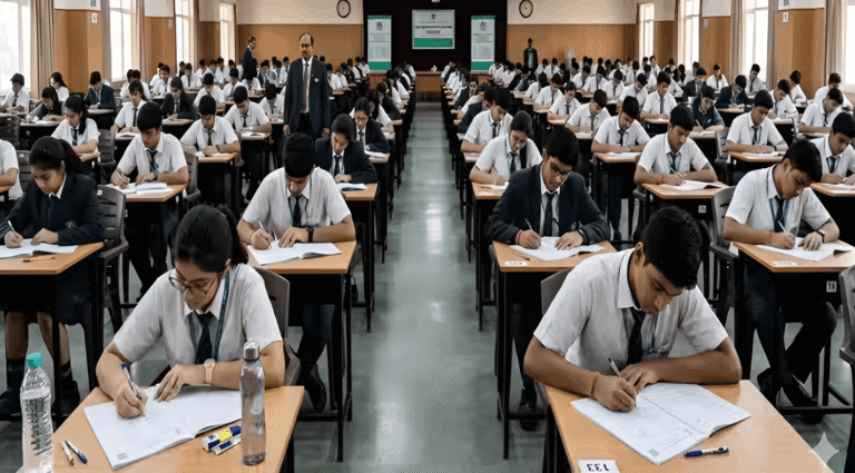Students giving exam