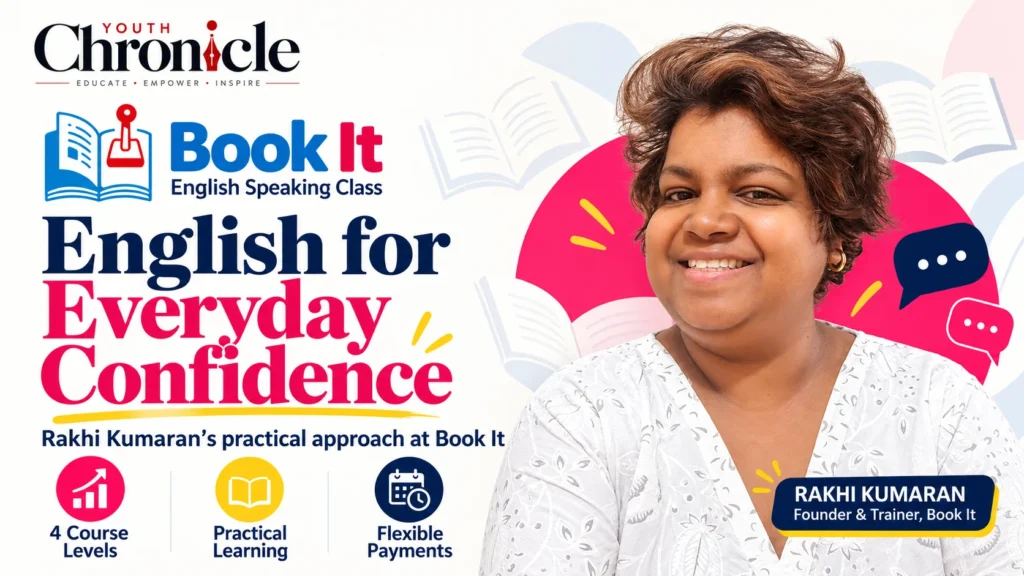 Rakhi Kumaran, founder and trainer of Book It English Speaking Class, featured on Youth Chronicle for practical English learning and flexible payments