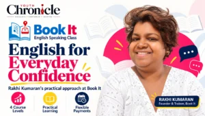 Rakhi Kumaran, founder and trainer of Book It English Speaking Class, featured on Youth Chronicle for practical English learning and flexible payments